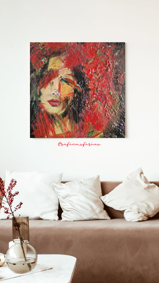 Femeia de foc | TABLOU UNICAT | 40 * 40 cm